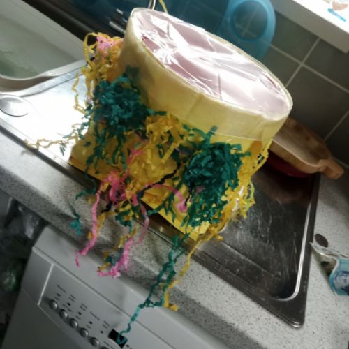 Caleb Messy fun today. We are making African drums and other sticky messy fun. 